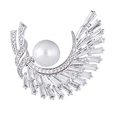SinglinArt Rhinestone Brooch for Women Girls Flower White Crystal Pin Jewelry