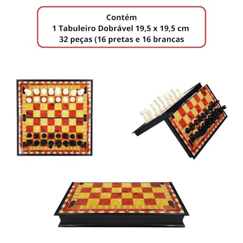 Jogo De Xadrez Tabuleiro Estratégico Dobrável Magnético Imã Portátil Estojo 32 Peças