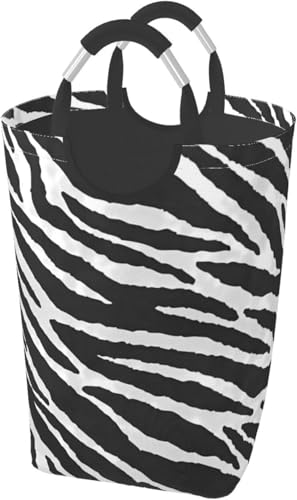 ゼブラ 白黒 モノクローム ストライプ ランドリーバスケット大容量 洗濯かご 防水 折りたたみ 収納ランドリーボックス 雑貨 おもちゃ収納バッグ 寝室、洗濯室、 シンプルでおしゃれ収納袋