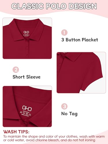 OHD School Uniform Shirts for Girls Kids Uniform Polo Shirts Aged 3T-14 Years3