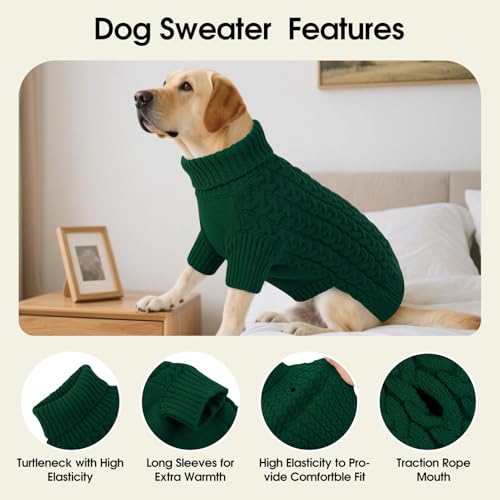 ASENKU Hundepullover Grosse Hunde XL, Gestrickt Hundepullover Winter Warm mit Geschirr öffnung, Waschbar Rollkragen Strickpullover Hundepulli mit Beinen für Französische Bulldogge, Labrador