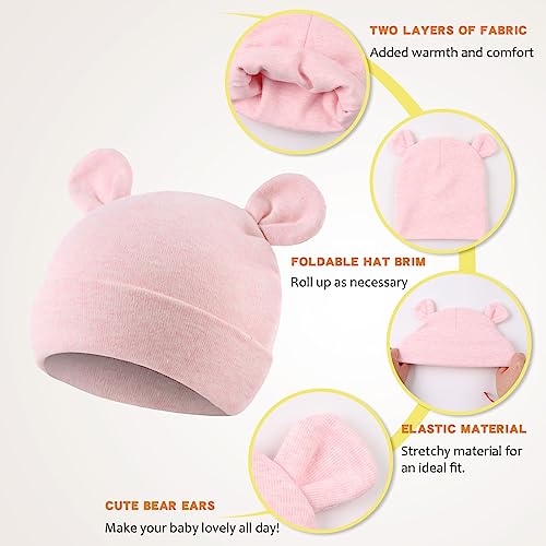 Image of JANGANNSA Cotton Newborn Baby Girls Hat Spring Newborn Boys Hat Cute Rabbit Infant Beanie
