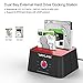 WAVLINK USB 3.0 to SATA I/II/III Dual Bay External Hard Drive Enclosure Docking Station, Caddy Reader for 2.5/3.5 inch SATA HDD SSD, 2x16TB and UASP Offline Cloner, Disk Duplicator Function- Red