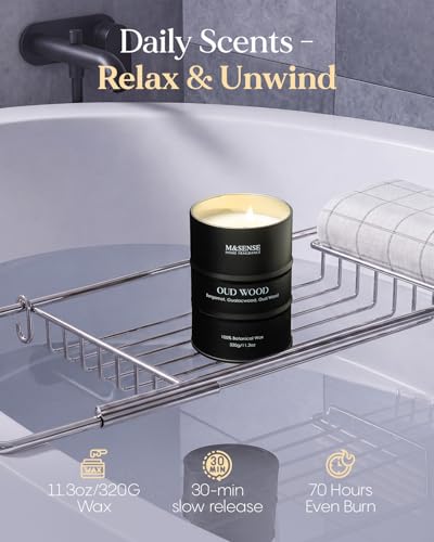 Image of M&SENSE Oud Wood Scented Candles Christmas Decor, Natural Soy Wax Hoilday Candle, 11.3oz 70 Hours Christmas Candles, Winter Candle Gifts for Men Women,Sandwood Scented Candle for Home