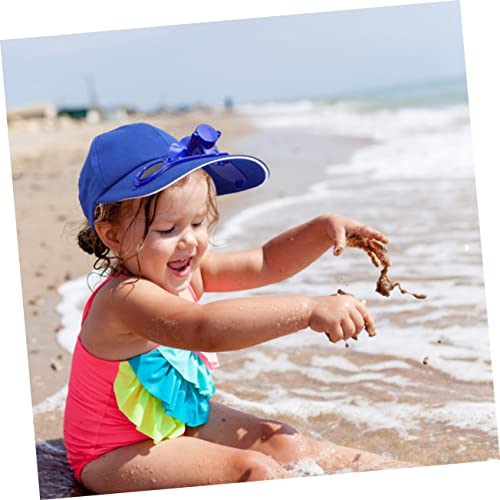 PRETYZOOM 1Pc Solar Fan Hat with UV Protection Comfortable Cap for Boys and Wide Brim Sun Block Hat for Outdoor Fun for Summer Activities Blue3