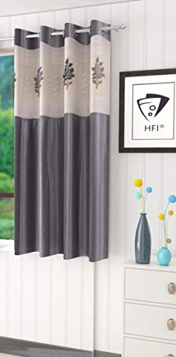 Image of LaVichitra Polyester Window Curtain with Floral Net (6ft, Grey) -1 Piece