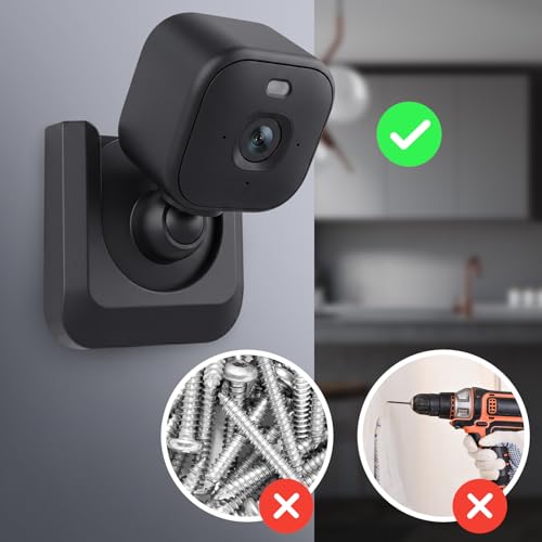 Image of Blink Mini 2K Camera Adhesive Wall Mount Bracket, Strong Adhesive Durable Camera Mount Stand for Blink Mini Indoor Camera, No Drill, No Screws, Decorate Damage-Free, Easy to Install (Black)