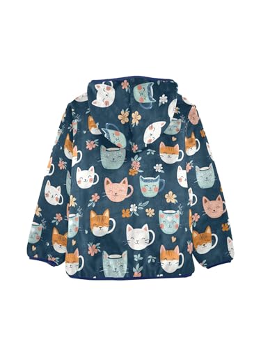 Teacup Cat Pet Girls Fleece Jacket Girls Fall Jacket Boys Coats Zip Up Hoodie Children Sherpa Warm Outerwear 2-10T2