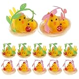 BESPORTBLE 12 Miniatur-Osterküken: Realistische kleine Hühnerfiguren mit Nest – Küken-Imitat für Kuchendekoration, DIY-Bastelarbeiten, Gastgeschenke und saisonale Dekoration