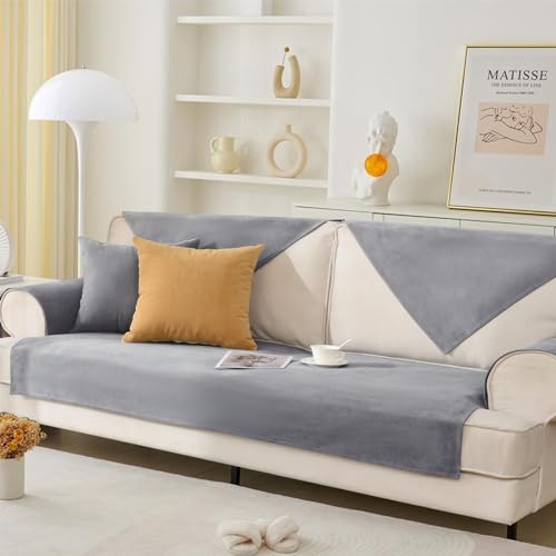Alishomtll Sofabezug 1/2/3/4 Sitzer, Universelle Wasserdicht Sofa Überzug Ecksofa, L Form Couch Überzug, Hund Katze Anti-rutsch Sofaüberwurfe Sofaschoner für Wohnzimmer (Dunkelgrau, 70x70cm)