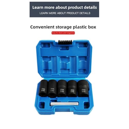Removedor de tuercas dañadas EasyByMall de 6 piezas con vasos de impacto de 1/2 pulgada 7