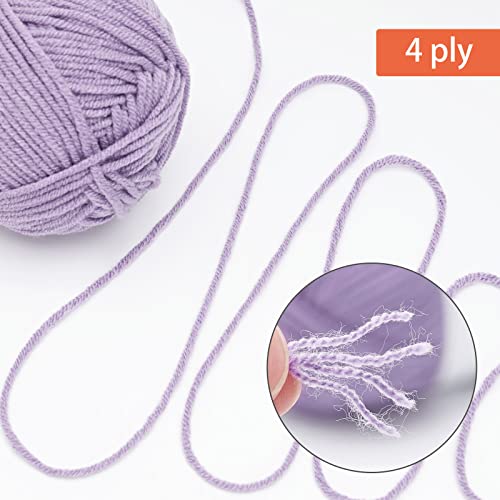 Image of NICEEC 300g Soft Assorted Colors Yarn - Sport Weight,100% Acrylic, 4 Ply, Bonbons Yarn for Crochet & Knit, DIY Project Starter Kit for Kids or Adults(Total 870yds) - Light Purple