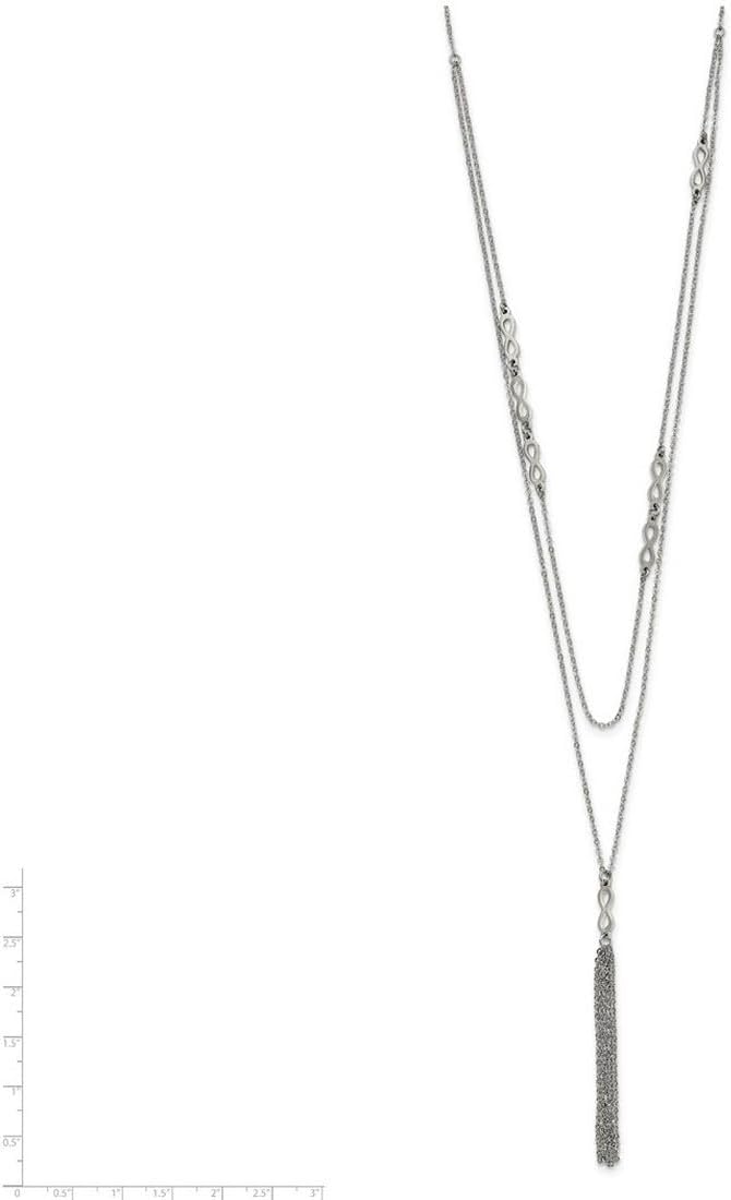 JewelryWeb Stainless Steel Polished Multi-strand Fancy Lobster Closure Infinity Multi Strand With 2in. Ext. Necklace 28 Inch Strand Necklace for Women