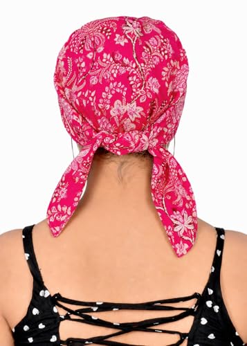 Image of Pure Cotton Double Layer Head Scarves Hair Wrap Cap, Adjustable Free Size Head Cover for Women, Girls, Under Helmet Cover