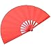 HONSHEN Dance Folding Hand Gift Fan-Red Small Chinese Kung Fu Tai Chi ABS Plastic-Nylon Hand Held Folding Fans for Men/Women/Children With a Fabric Case for Protection 11.8inch (Red)