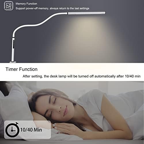 EYOCEAN Desk Lamp, LED Desk Lamp Desk Light with Flexible Gooseneck 12W Swing Arm Lamp Eye-Care Desk Light with Clamp Adjustable Color Temperature & Brightness Touch Sensitive Control