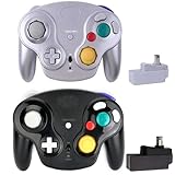 inventii Game Cube Controller,NGC 2.4G Wireless Classic Controller for Wii Game Cube, With Receiver Adapter (Black and Silver)