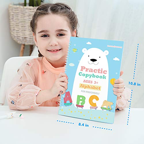 Upgraded Large Size Magic Practice Copybook For Kids, Handwriting Practice Workbook, Reusable Writing Practice Book For Preschools(4 Books With Pens)-Blue Bag。 #TOP1