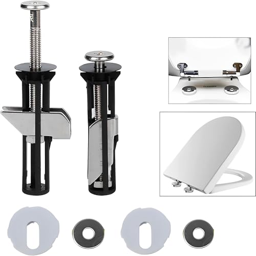 MZSX 6 Stück Toilettensitzbeschläge, Toilettensitzbefestigungen, Edelstahl-Toilettensitzbefestigungen für Deckelscharniere, Universal-Toilettensitzbolzen mit Dichtungen, für Toilettensitz-Ersatzteile
