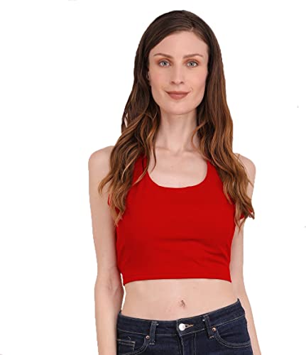 Image of THE BLAZZE 1381 Women's Basic Sexy Solid Backless Halter Neck Slim Fit Sleeveless Crop Top for Women