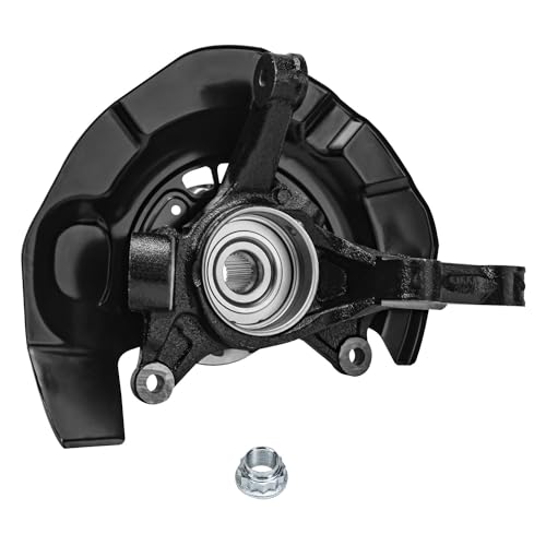 Image of Detroit Axle - Front Left Steering Knuckle for Toyota 04-07 Highlander, Driver Side Steering Knuckle & Wheel Bearing Hub Assembly 2004 2005 2006 2007 Replacement
