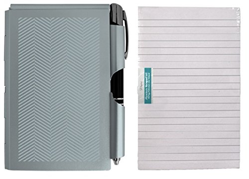Wellspring Metal Note Pad Case With LED Lighted Pen and Extra Pad Refill 100 Sheets, Bundle (Light Blue)