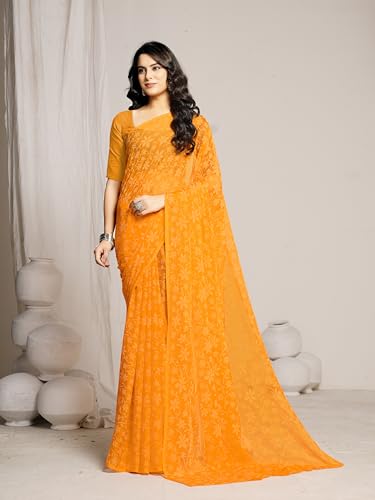 Image of Garden Vareli Lock Chiffon Floral Saree