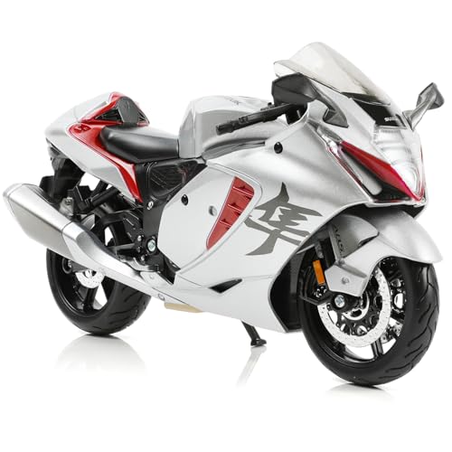 1:12 Motorcycle Model Toy for Suzuki Hayabusa Metal Die-cast with Plastic Motorcycle Model for Maisto No Assembly Required Mini Finished Moto Gift for Adult（Silver）
