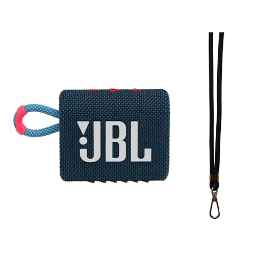 JBL Go 3 Portable Waterproof Bluetooth Speaker, Blue/Pink – Ultra-Compact, Bold Design, IP67 Waterproof & Dustproof, 5 Hours Playtime, Pro Sound + Durable Lanyard