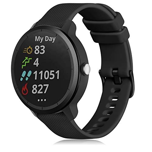 GEAK Compatible with Garmin Vivoactive 3 Band/Vivoactive 3 Music Watch Band/,20mm Silicone Band for Galaxy Active 2 40mm 44mm Bands/Samsung Gear Sport/Galaxy Watch Band 42mm Smartwatch Women Men Black