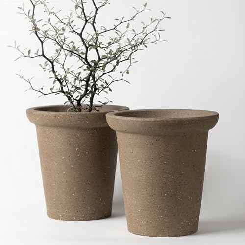 Nipots 2 Pack Terracotta Clay Plant Pots with Drainage Breathable Water-Absorbing Planters for Healthy Roots 6 Inch Deep Flower Pots for Indoor and Outdoor Gardening Chocolate