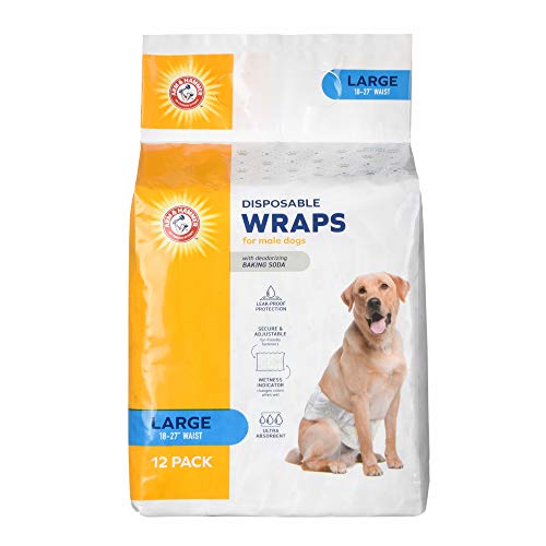 Image of Arm & Hammer for Pets Disposable Female Dog Diapers, Odor Control, Wetness Indicator, Leak-Resistant, Size Large 18-23 Inch Waist, 12 Count, 6 Pack