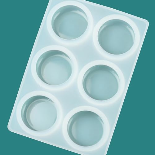 Image of MoldBerry Silicone Soap Mold | 6 Cavity Round Soap Mould | Versatile Soap Mold for Crafting | Circular Soap Tray for Soap Making, Homemade Soap, Bath Bomb, Soap Bars (Multicolor - PK1)