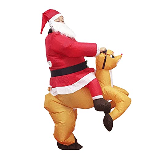 01SHIRTS Fantasia inflável de Papai Noel macacão de Natal para adultos, fantasia inflável de alce, c