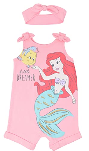 Image of Disney Princess Rapunzel Ariel Belle Jasmine Aurora Baby Girls Snap Romper and Headband Newborn to Toddler