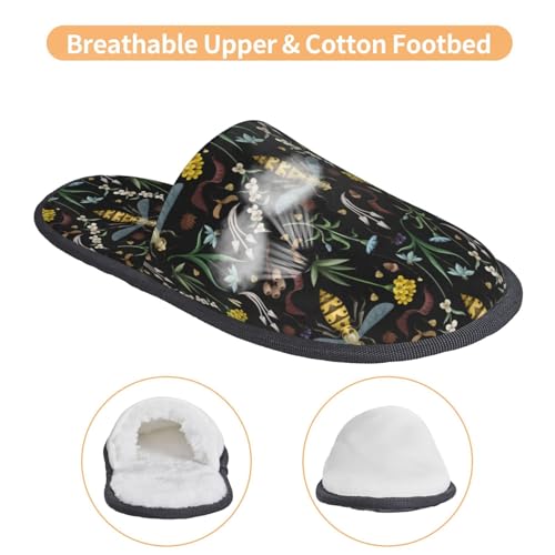 Wasp And Florals Print Women Slippers Home Furry Shoes Keep Men Couples Shoes Warm For Women-4