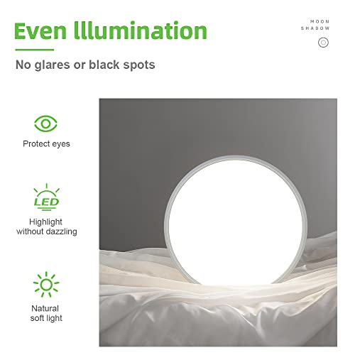 LightingWill 15.7 Inch LED Flush Mount Ceiling Light Fixture, 5000K Daylight White, 3800LM, 32W, Flat Modern Round Lighting Fixture, 320W Equivalent White Ceiling Lamp for Kitchens, Bedrooms.etc.