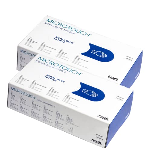 Image of Ansell MICRO-TOUCH Royal Blue Nitrile, Disposable, Multipurpose Glove With Exceptional Grip, Viral Penetration Tested, 100 pcs / Box (Large, Pack of 2)