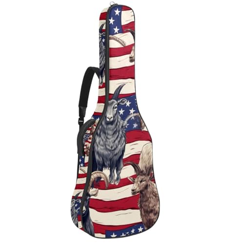 Magnifique étui guitare multicolore drapeau américain et animaux