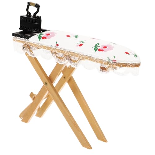 Casa de muñecas de Hierro Miniatura Accesorios Juguetes Sujetadores intimisimi casa muñecas planchas de Ropa Mini Plancha para decoración Mesa de Planchar casita de Juegos Madera ibasenice