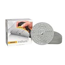 Mirka Iridium Premium Sandpaper 6-Inch Hook & Loop, Grit 220, 50 pcs/for Sanding of Paint, Putty, Primer, Wood, Steel, Mineral Materials, Plastic.