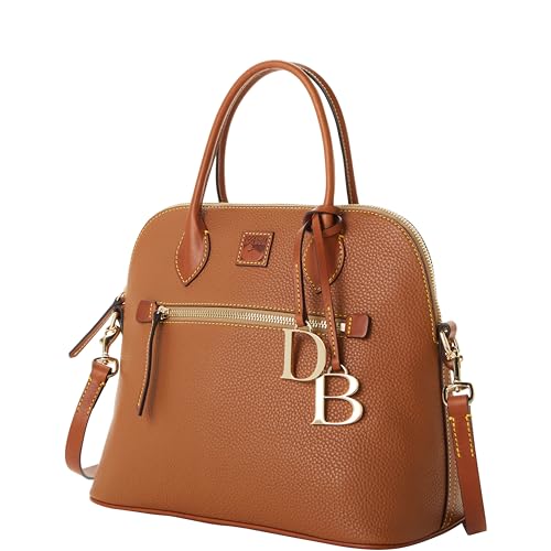 Dooney & Bourke Satchel Bags for Women, Pebble Grain Leather Domed Satchel Handbag with Optional Crossbody Bag Strap - Brown - Thumbnail 2