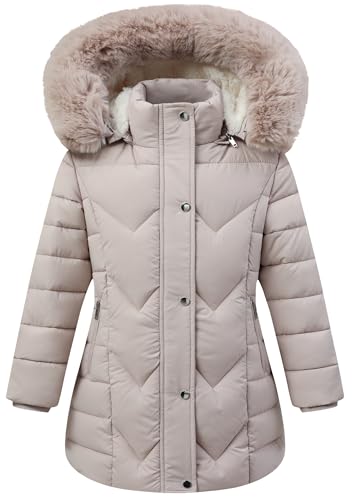 Girls' Warm Long Hooded Winter Puffer Coat