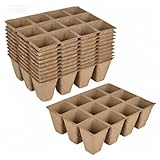 XCRPRT Anzuchttöpfe 4 x 4 cm, Abbaubare Sämlingstöpfe 120 Zellen, Pflanztopf Saatschalen Zellstoff Keimlingsschale, Eckig Klein Papierzellstoff Natur Für Sämlingen,Saate, Stecklingen