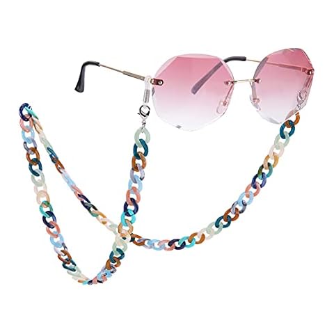 Dreamtimes Eyeglass Chain Strap Holder Cord Acrylic Sunglasses Necklace Holder Eyewear Retainer Lanyard for Women Girls Men Cover