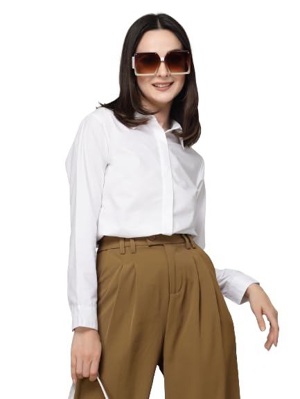 Image of Style Quotient Women Black Cotton Blend Formal Long Sleeve Shirt