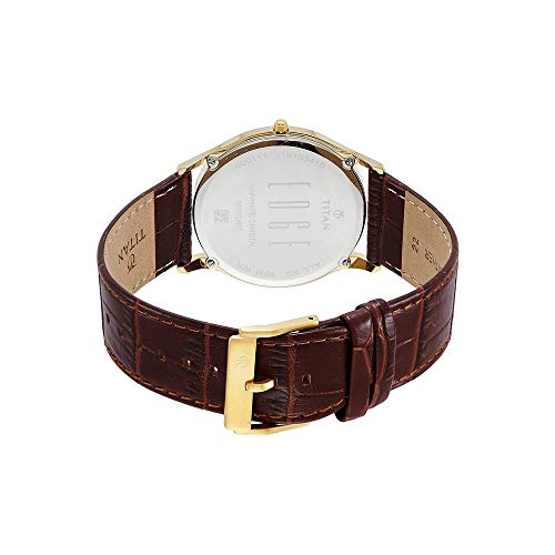 Titan Edge White Dial Analog with Date Leather Strap Watch for Men-NS1683YL01 - Image 2