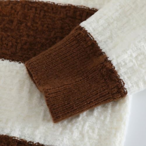 PRTM Fall Winter Oversized Sweater Striped Color Block Knitted Crewneck Pullover Tops4