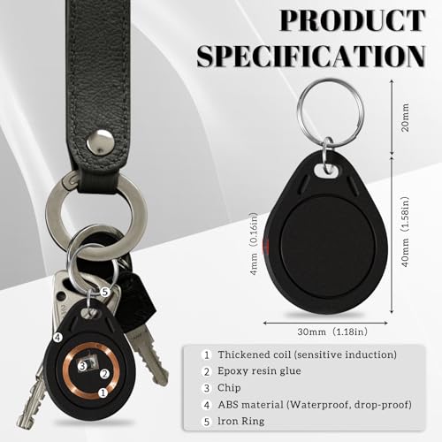 Image of 10 pcs BABIQT M1 Keyfobs Classic 1K Tags RFID Key Fob S50 IC F08 Token Key Cards ISO14443A 13.56 MHz Black M1 Access Control Key Card for Entry Access Control System - UID Unchangable