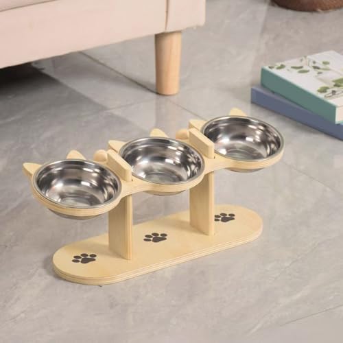 Erhöhte Schüsseln für Hunde, geneigtes Holz, Futterstation für Katze, rutschfest, für kleine und mittelgroße Rassen, Welpen, Haus, Balkon, Innen- und Außenbereich, Garten-7